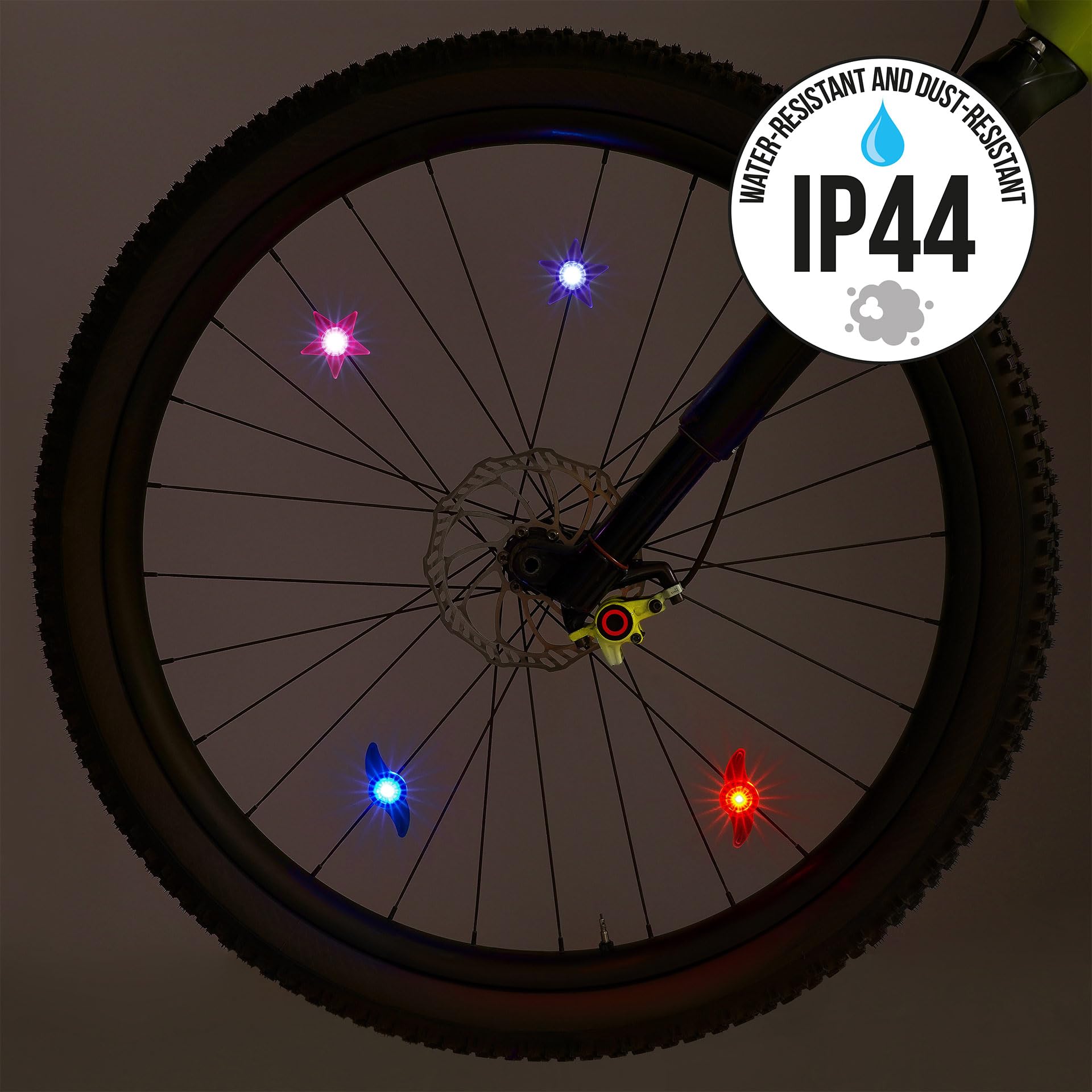 Legami - Set di 2 Luci Per i Raggi Della Bicicletta - Ride & Shine, Luce Bianca, Lucine per Ruota Bici, per Bambini, Ragazzi, Adulti, Stelle Luminose per Raggi Bici, Batterie Incluse LR1130, Stars