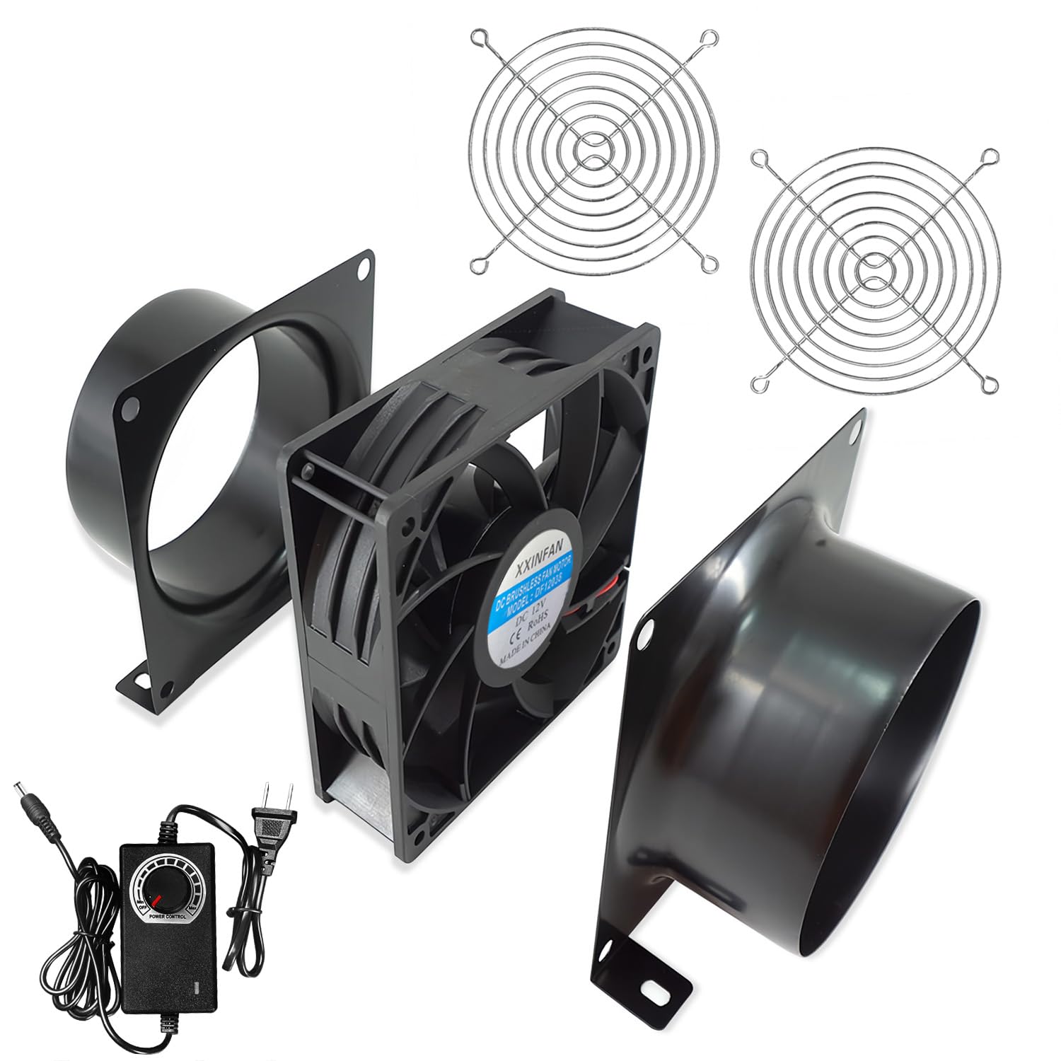 Dcfairfan 4 inch Axial Exhaust Fan 100mm 12V DC Vent Fan with Air Exhaust Fume Smoke Extractor Kit for DIY Soldering, 3D Laser, Paint Booth Inline Duct Fan