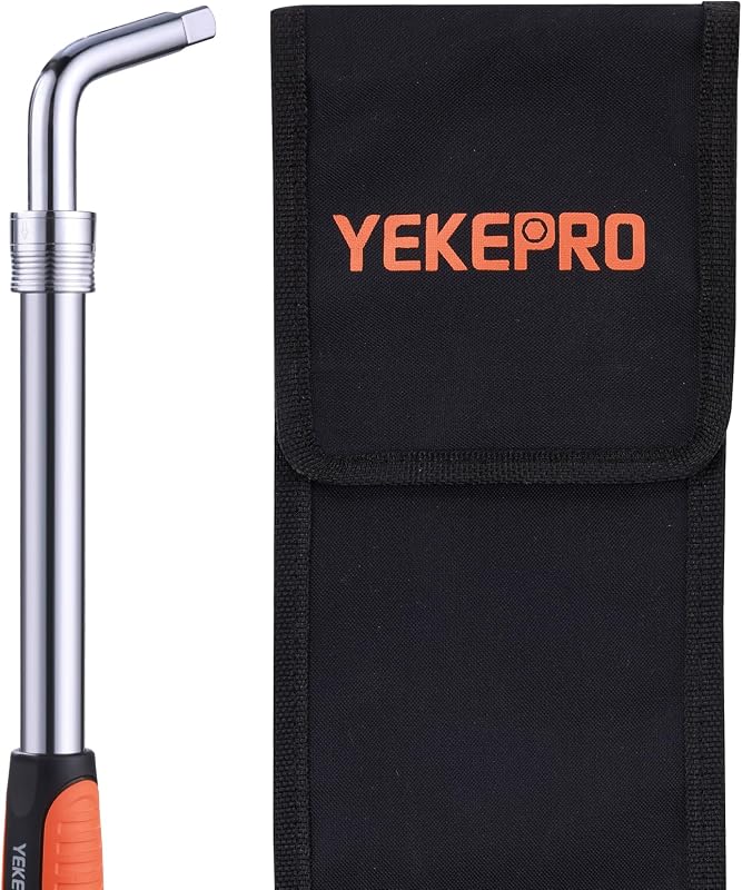 Telescoping Lug Wrench with Pouch, High Torque CR-V Steel | Adjustable Length 15.2" to 20.7" Tire Iron, Safety Lock & Rubber Grip - Fits Most Cars & SUVs