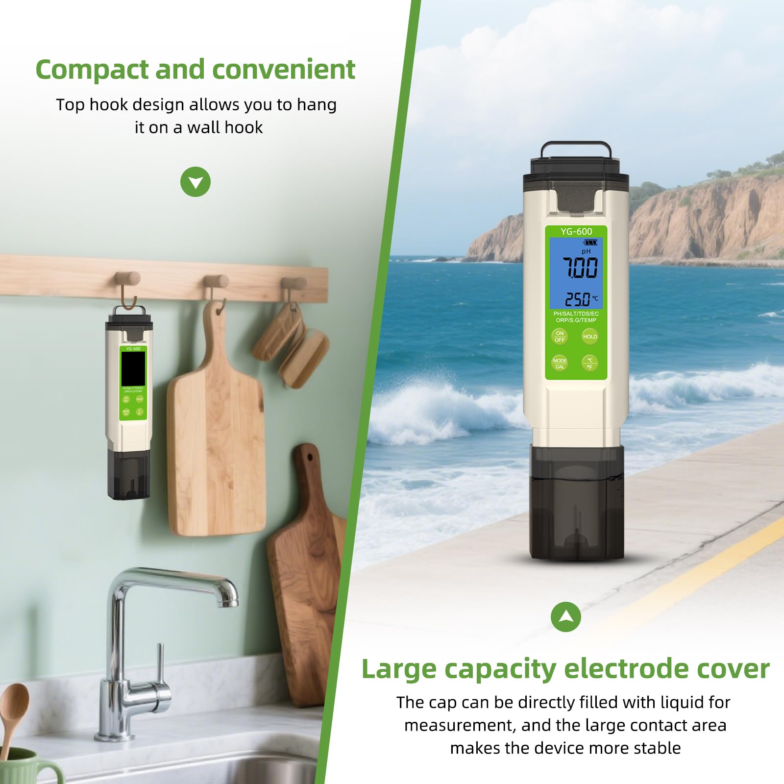 Tester acquatico digitale aggiornato: difesa IP67 a 7 parametri, design compatto per acquari e analisi sul campo Tester facile da trasportare