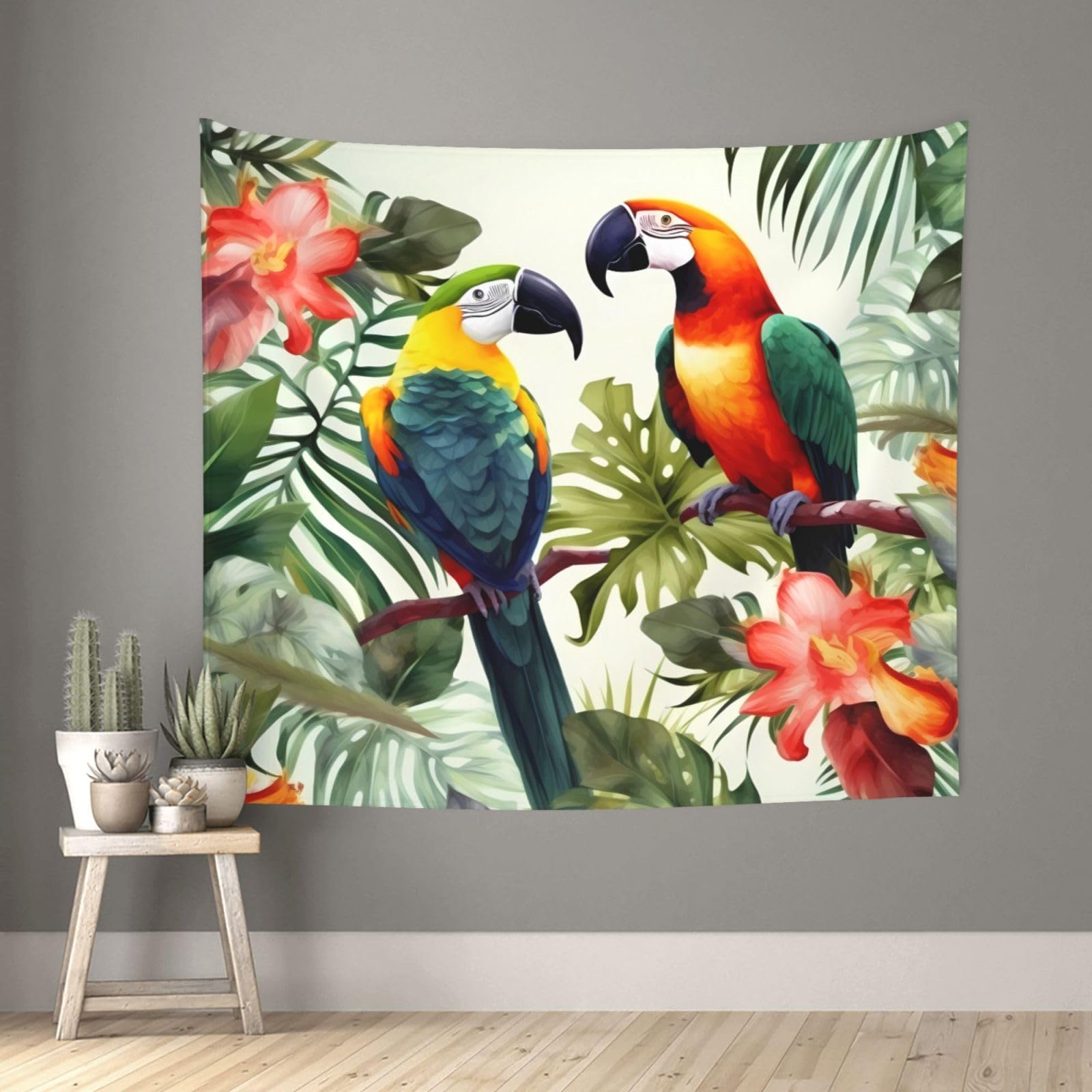 FodPand Toucans Parrot palm tree leaves Tapestry for Bedroom Aesthetic, Wall Hanging Tapestries Art Decor Backdrop Wall Tapestry for Dorm Living Room Funny Poster Party Banner Background 51" X 60"