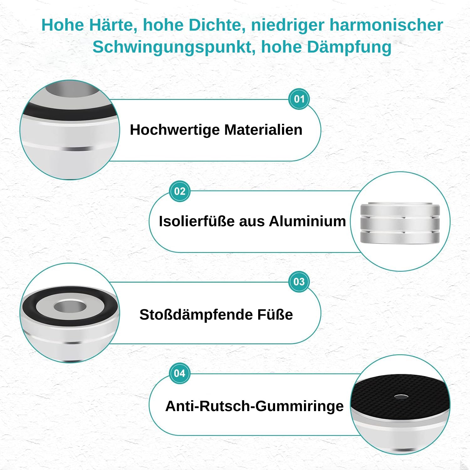 Monosaudio 4 x hifi-luidsprekers, spikes, absorberende voeten