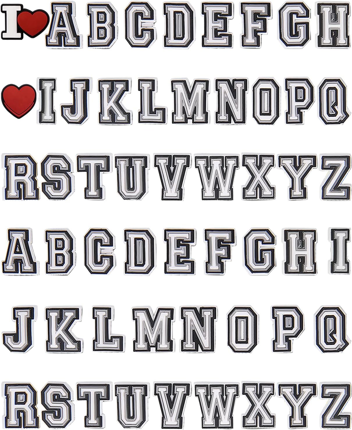 CUNUEN 54 Pcs Letter Number Charms for Clogs Shoe Decoration
