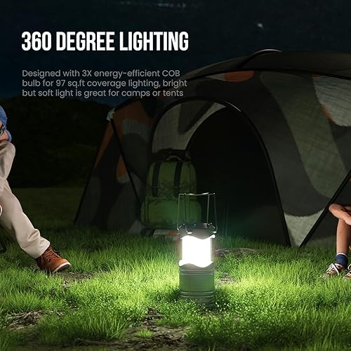 Miniatura 3 de Lichamp Paquete de 8 faroles LED para camping, faroles COB superbrillantes para cortes de energía en interiores, emergencias al aire libre, camping,