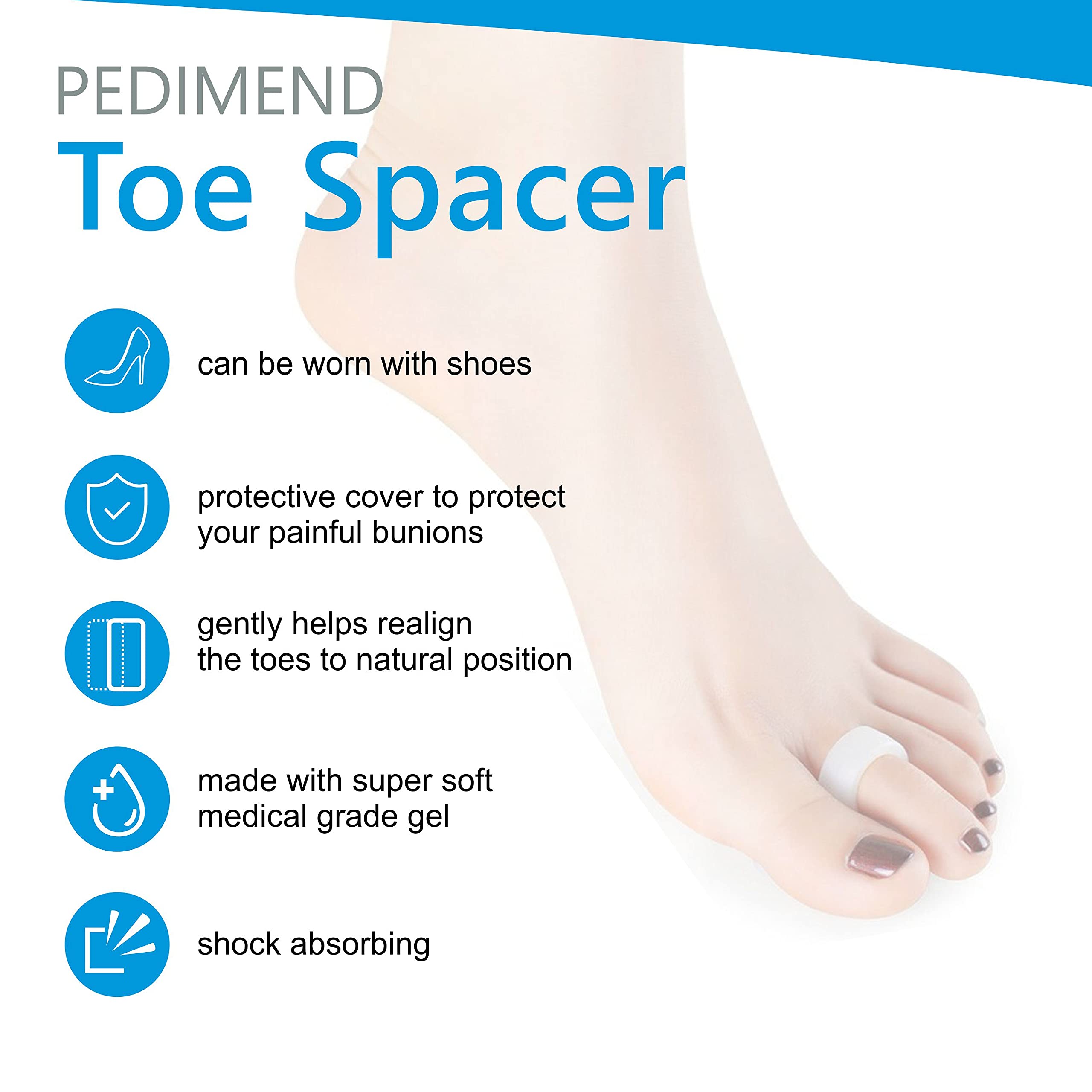 pedimend 2 Paar Hammer Claw Crooked Mallet Zehen Requisiten | Silikon Gel Zehen Orthotics schwarz Pads | unter Fuß Support Straightener Corrector | entzündeten Fußballen Hühneraugen