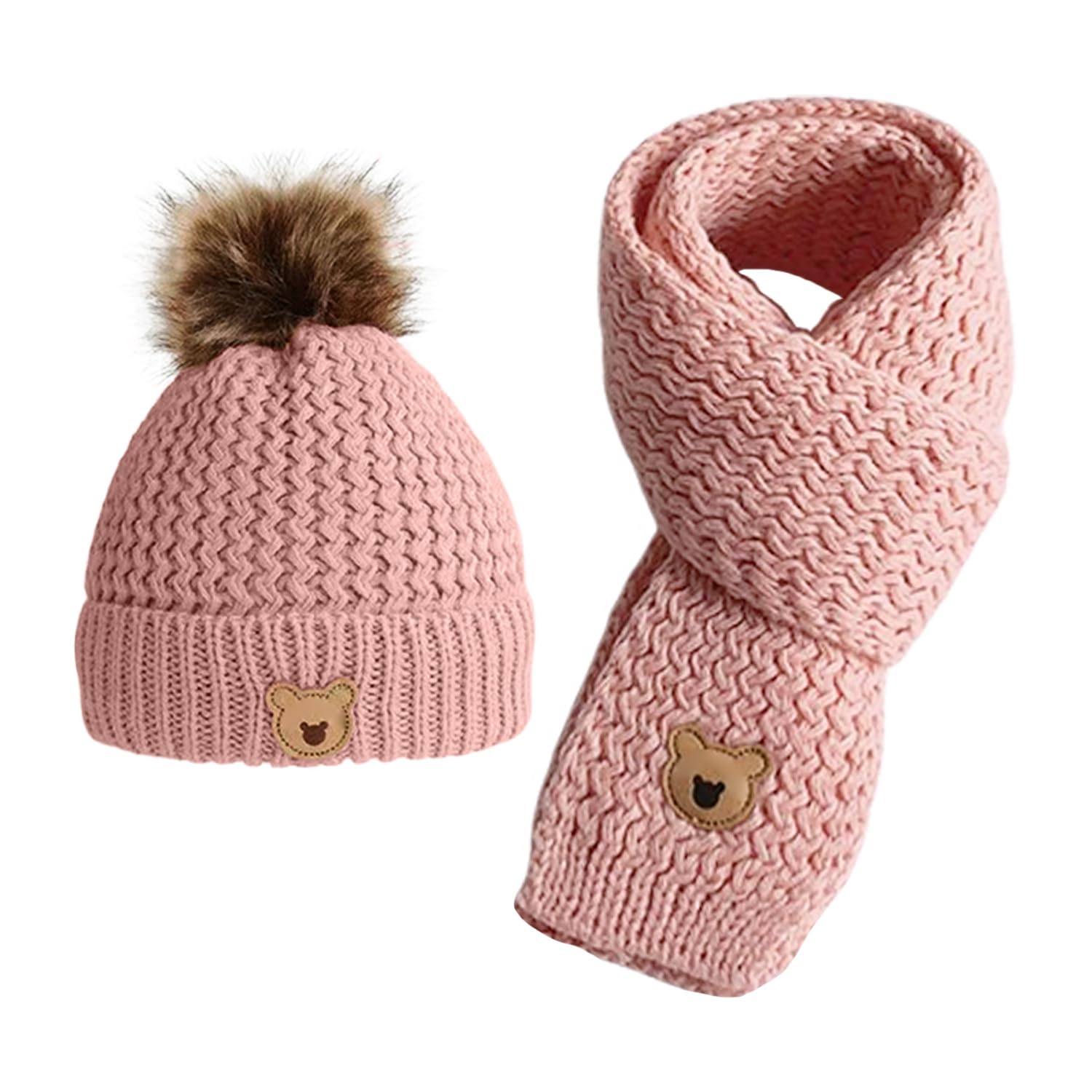 WUFGWBD 1 Knitted Hat And 1 Knitted Scarf, Warm Winter Equipment, Cute Woolen Hat, Children'S Cold Hat, Neck Warmer