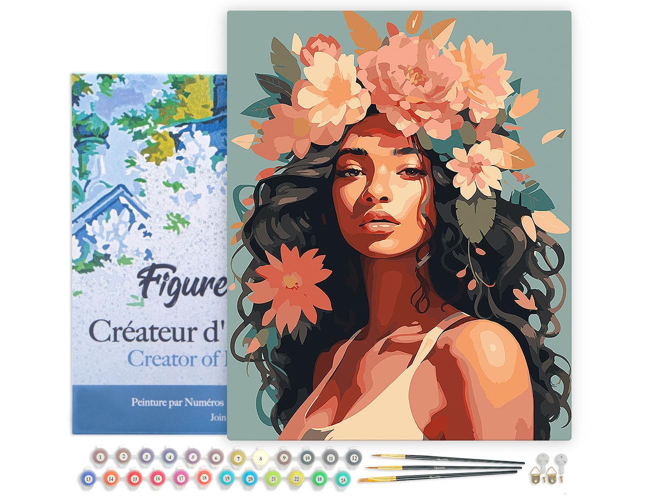 Peinture Par Numéro Figured'Art - La Belle Endormie Aux Camélias - Kit Complet 40x50cm Avec Cadre