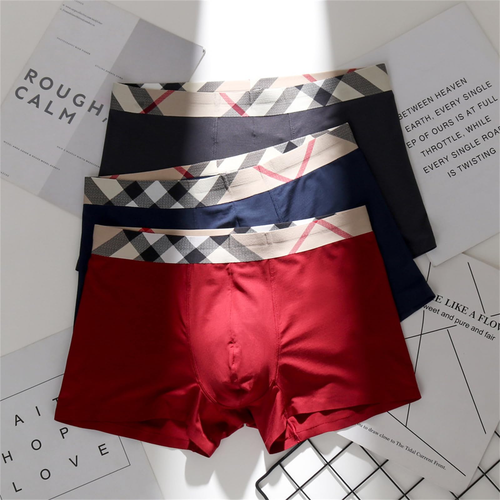 Boxer Uomo Pantaloncini da Boxer Traspiranti Senza Cuciture da Uomo Modal 50 Count Mid-Rise Boxer Shorts 3 Confezioni