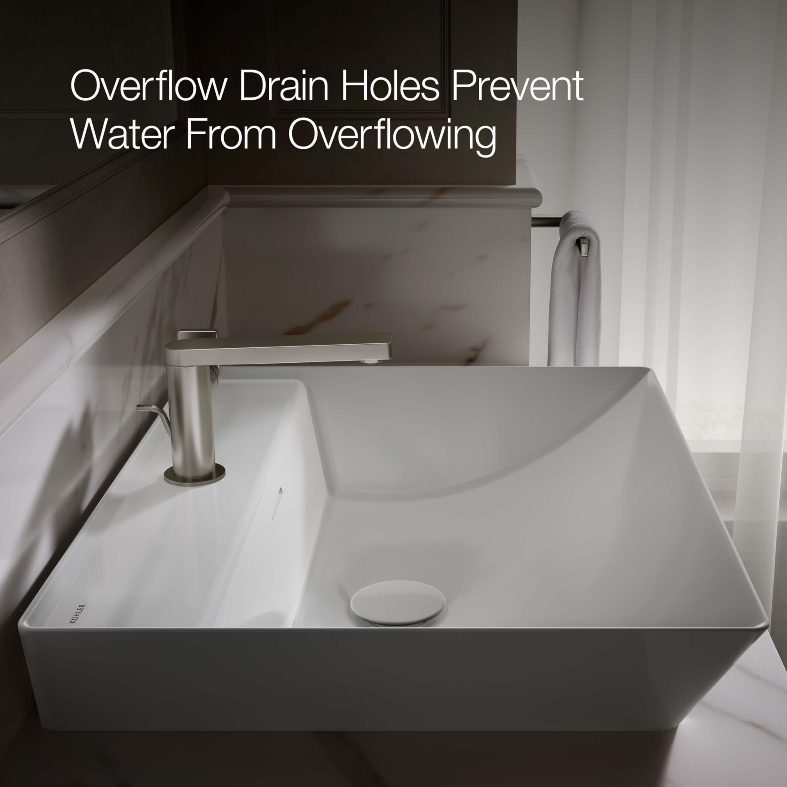 KOHLER Brazn - Lavabo rectangular para baño