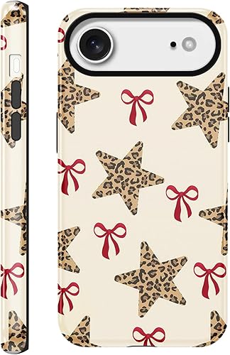 lioscre Cute Y2K Star Phone Case for iPhone Air Cheetah Print Beige Case 6.5", A