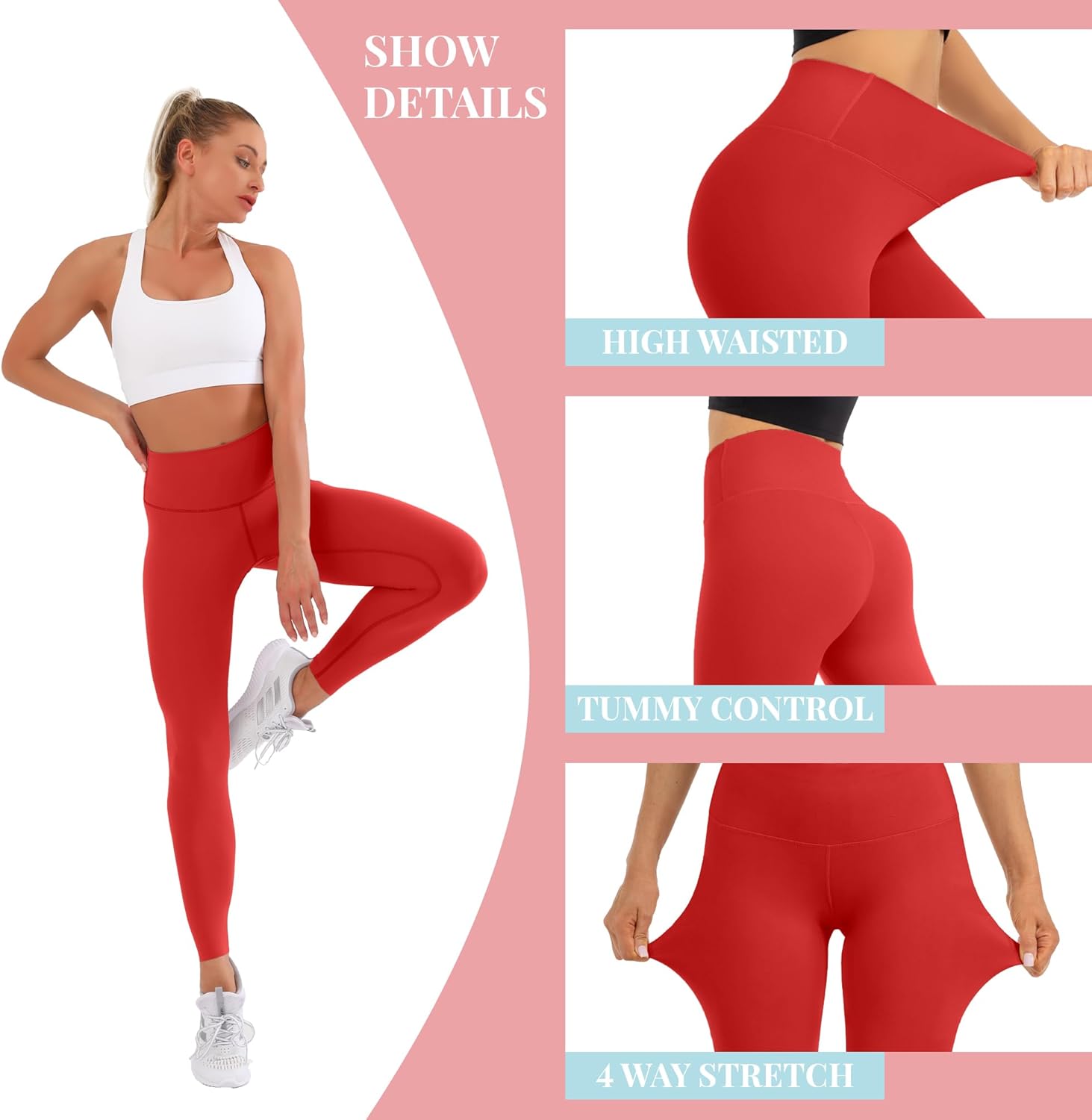 High Waisted Leggings for Women with Pockets-Tummy Control Workout Yoga Pants for Lounge Workout Athletic Running - Image 4