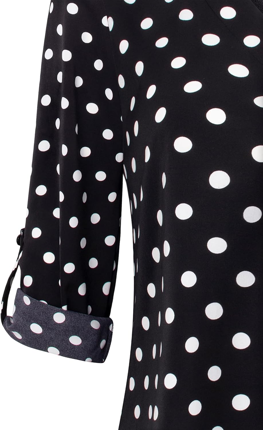 Youtalia Womens Blouses Dressy Casual Business Tops 3/4 Sleeve Chiffon V Neck Work Office Shirts - Image 5