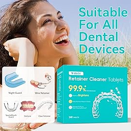 Retainer Cleaner Tablets,Denture Cleaning Tablets for Deep Remove Stains,Denture Cleaner Tablets 240 Tablets - Minty Fresh