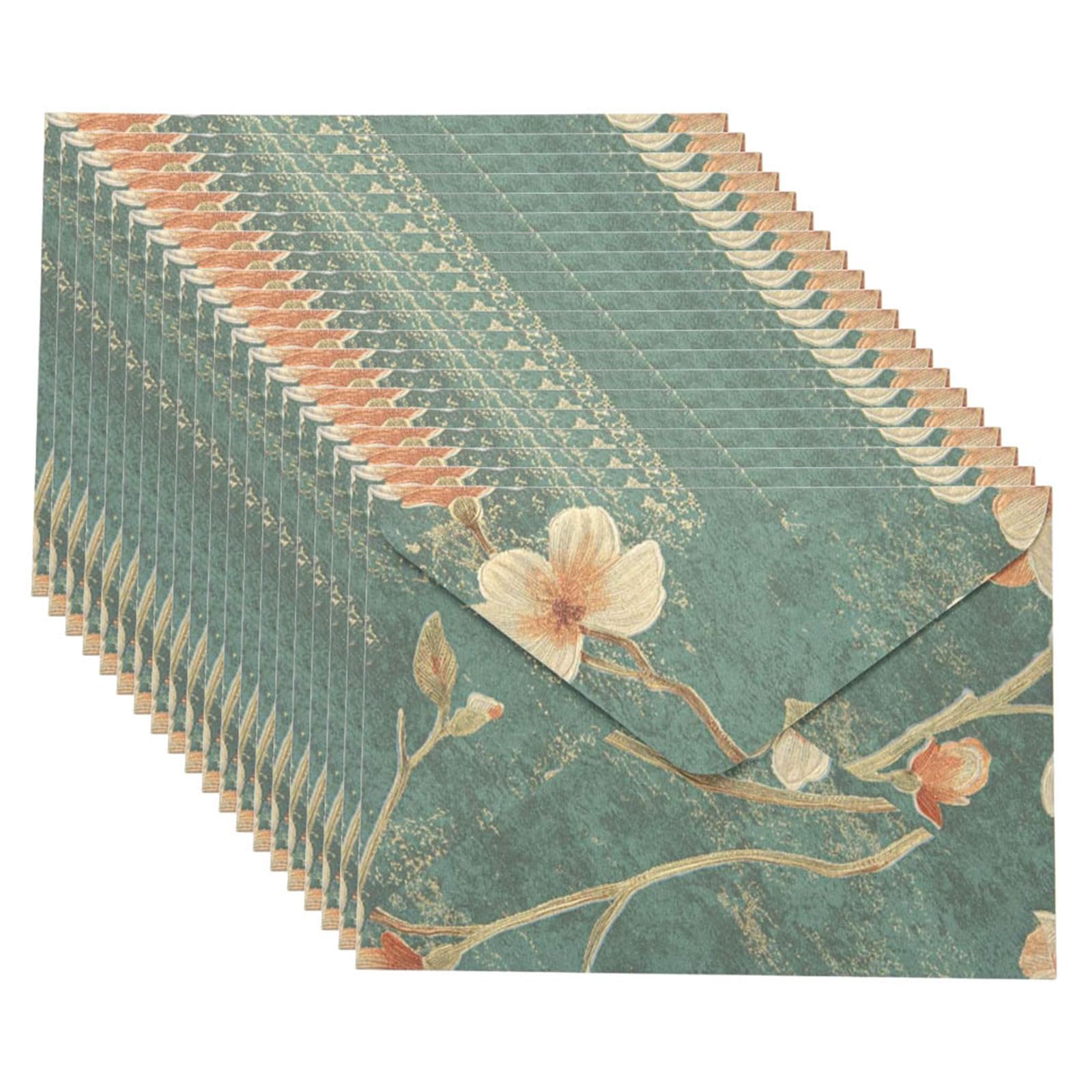 BWANGIAO 20pieces Retro Floral Envelopes 6.46x4.4Inch Flipping Paper Envelope Card Holder For Wedding Invitations Greeting Card