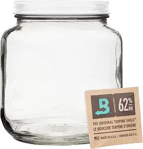 Large Half Gallon Smell Proof Glass Jar with Airtight Metal Lid and Humidity Pack