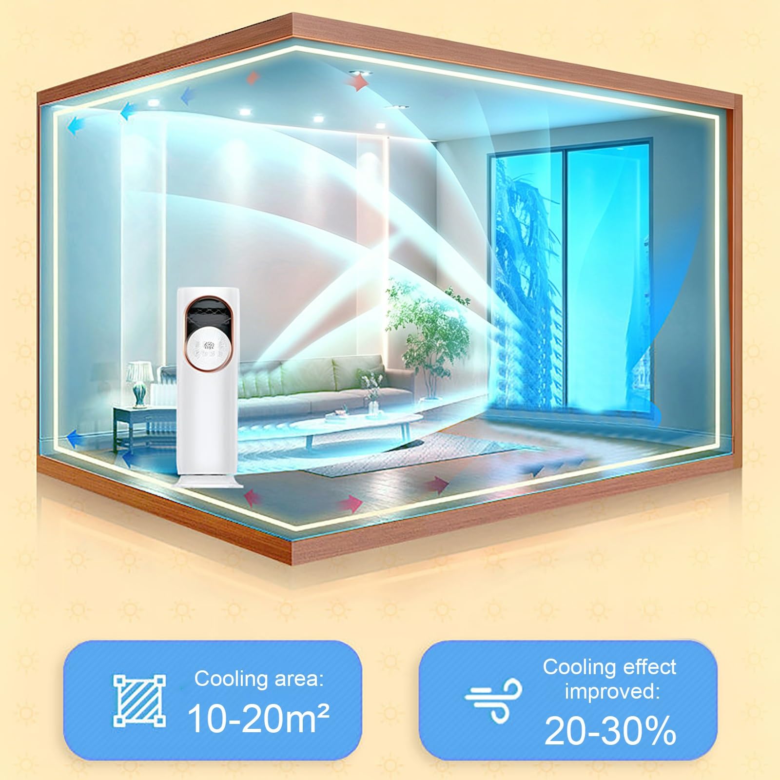 Airconditioning Portable Unit, 3 Velocidades, Control Táctil, Doble Función de Aire Caliente y Frío para el Hogar, Dormitorio