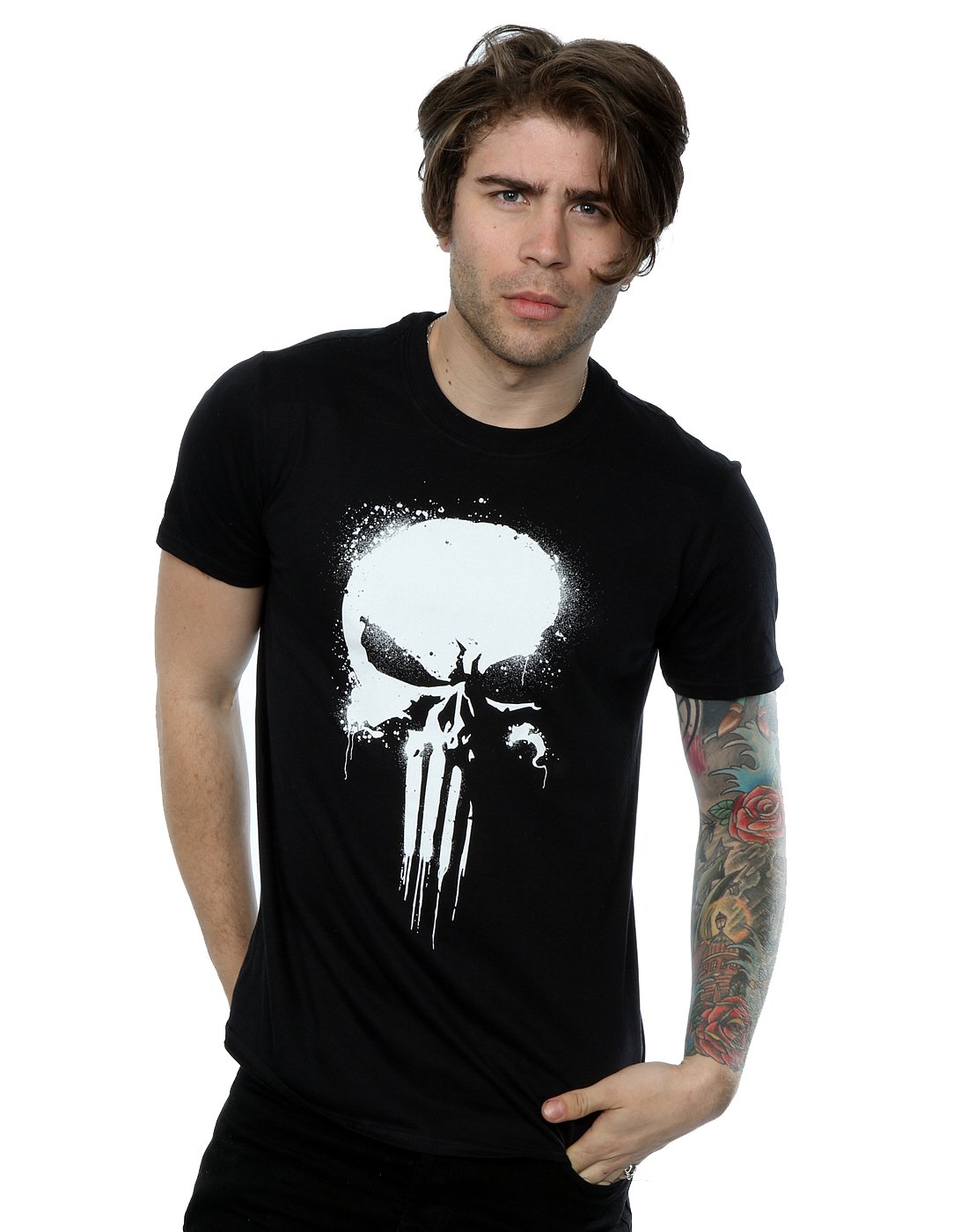 Marvel Men's Punisher Spray Skull T-Shirt XXX-Large Black