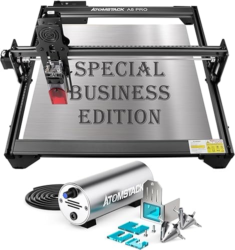 ATOMSTACK Grabador láser comercial A5 Pro y asistencia de aire F30, cortador láser de potencia de salida de 5 W, grabadora láser láser bomba de