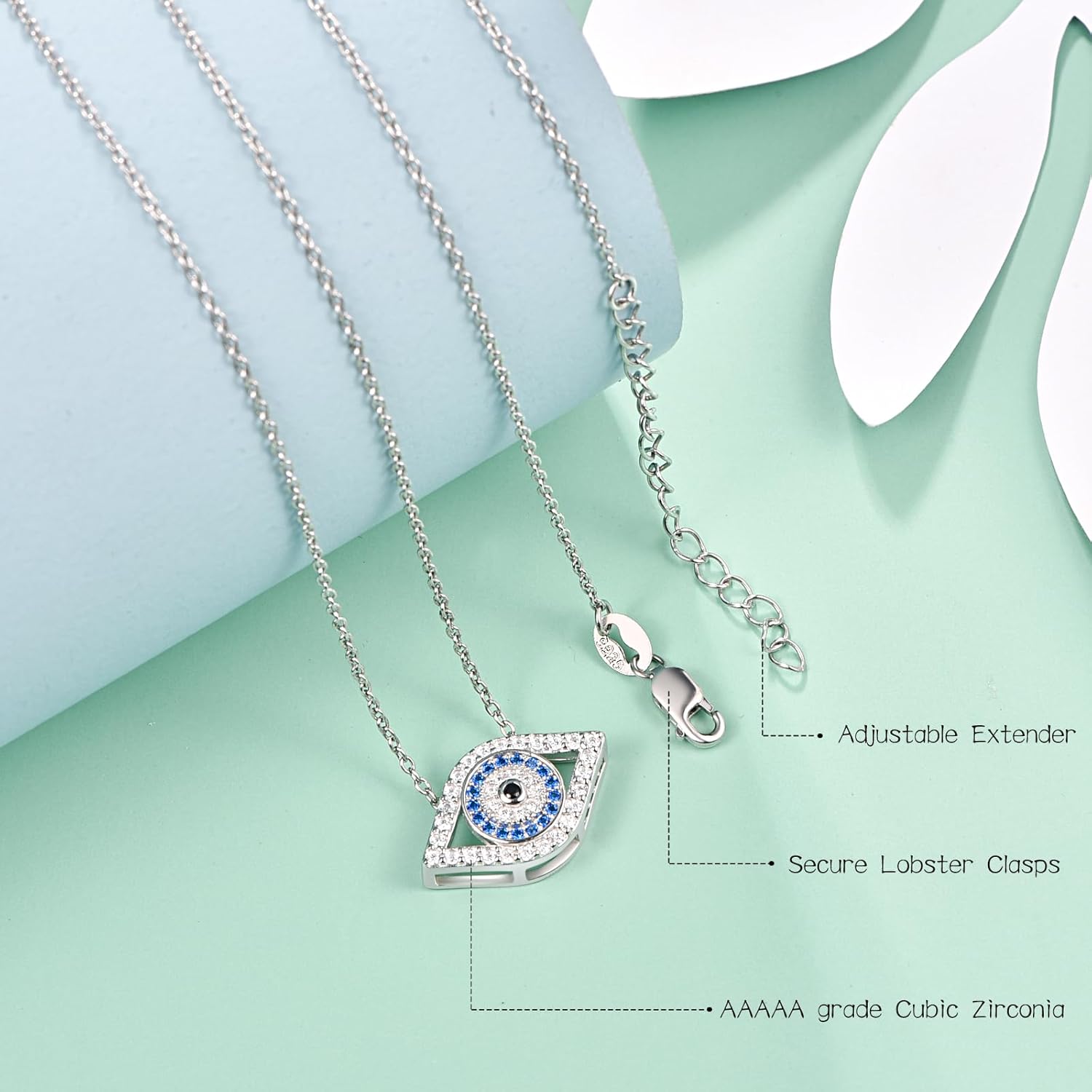 AENEAS Valentines Day Gifts for Women Her Evil Eye Necklace for Women 925 Sterling Silver Necklace Ojo Turco Trendy Jewelry Gifts for Women Wife - Image 4
