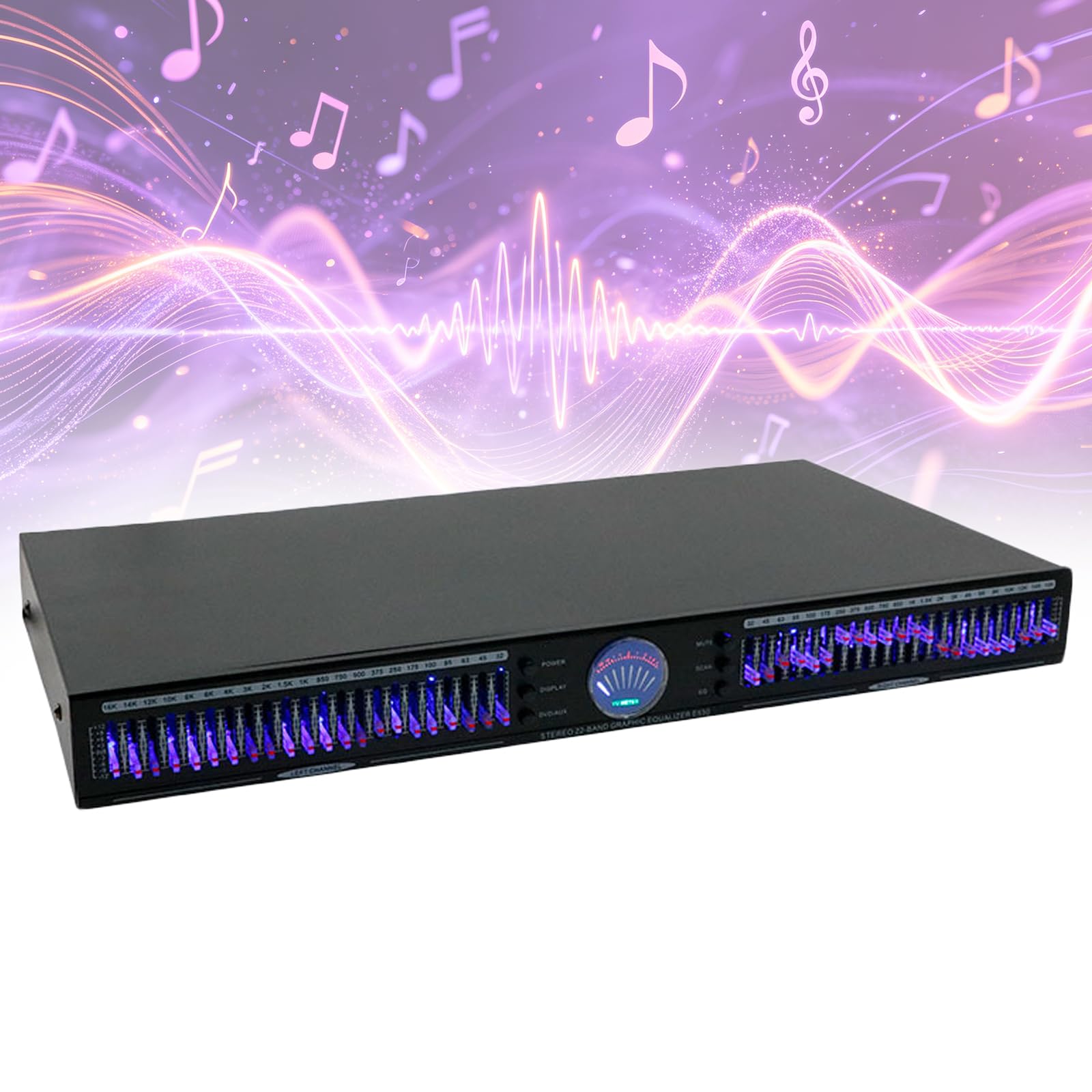 Wlsyx 22-Band Dsp Audio Equalizer, Stereo Graphic Eq, Music Spectrum Analyzer With Automatic Noise Reduction, 10 Preset Effects And Immersive Experience, For Home Audio, Recording Studio