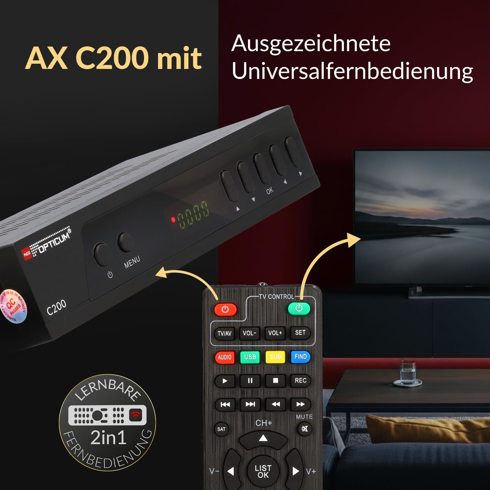 Opticum C200 Full HD DVB-C Kabel Receiver mit PVR Aufnahmefunktion HDMI SCART USB