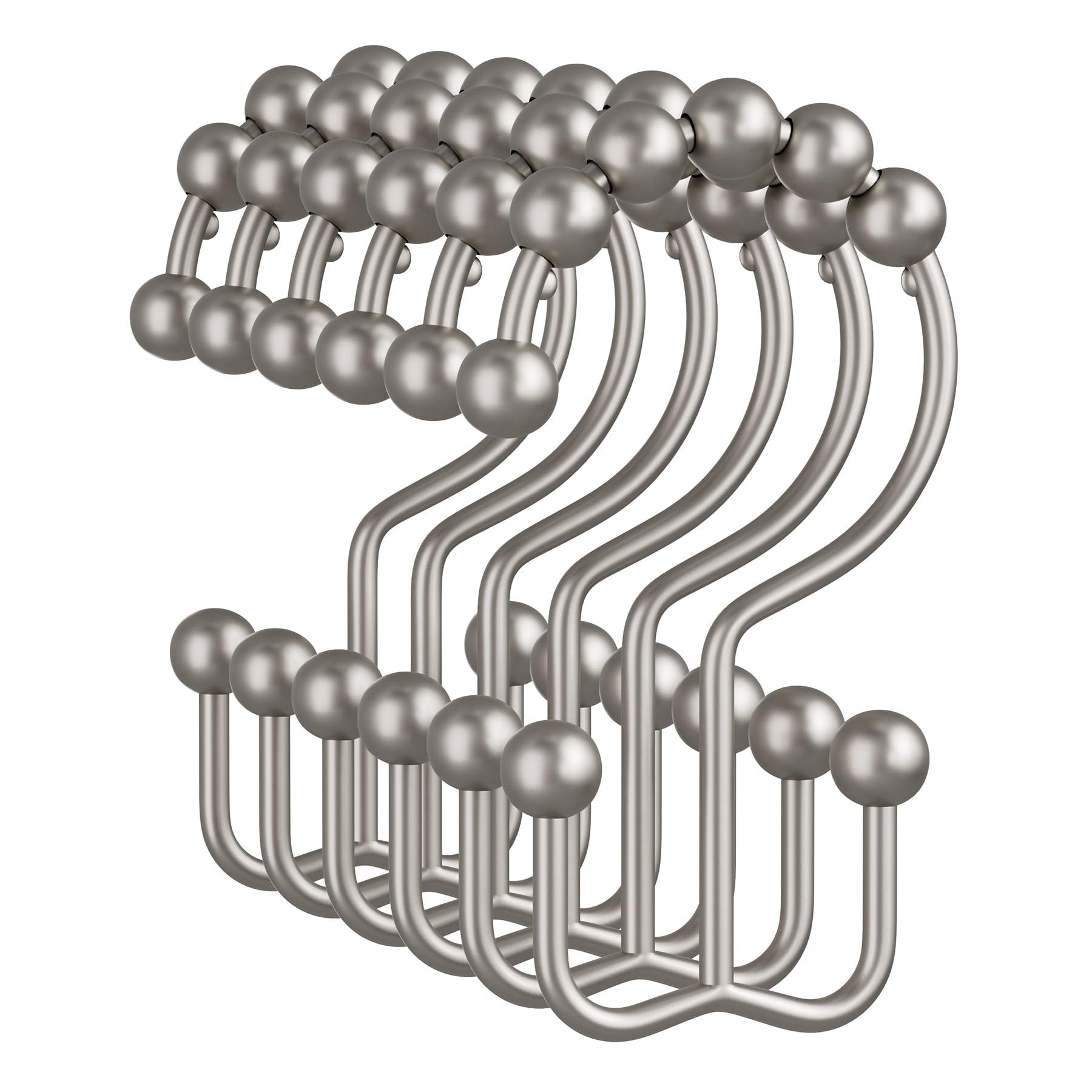 Amazer Shower Curtain Rings, Rust-Resistant Metal Double Shower Hooks for Curtain Rolling Shower Curtain Hooks Rings Shower Rings for Bathroom Shower