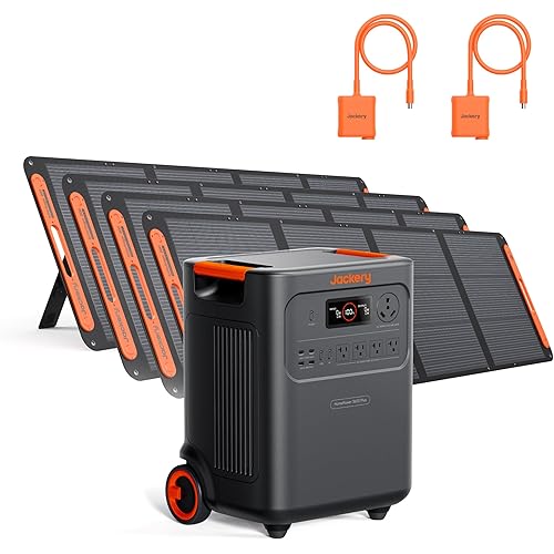 Jackery HomePower 3600 Plus Portable Power Station with 4x 200W Solar Panels and 2x Solar Panel Connector, 3600W AC Output, 3584Wh Solar Generator, Expandable up to 43kWh, Essential Home Backup