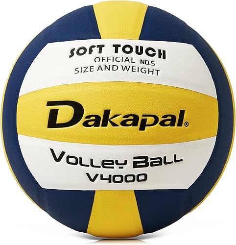 Dakapal Balón de voleibol competitivo de interior de tamaño 5, voleibol suave profesional (sin bomba) Blue+White,Amarillo+Blanco,pink+white