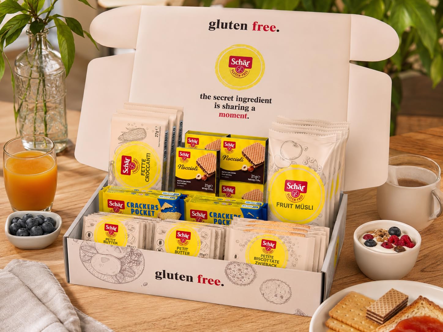 Breakfast Box Senza Glutine Monoporzioni Colazione 1,105 Kg Assortimento Snack Dolci E Salati Per Hotel B&B Bar Catering Con Biscotti Crackers Muesli E Fette Biscottate