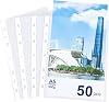50 Punched Pockets A5, Heavy Duty 160 Micron Crystal Clear Plastic A5 Folders Wallets, 7 Ring Top Opening Poly Pockets, Plastic Sleeves Paper for Lever Arch Files and Ring Binder Folders