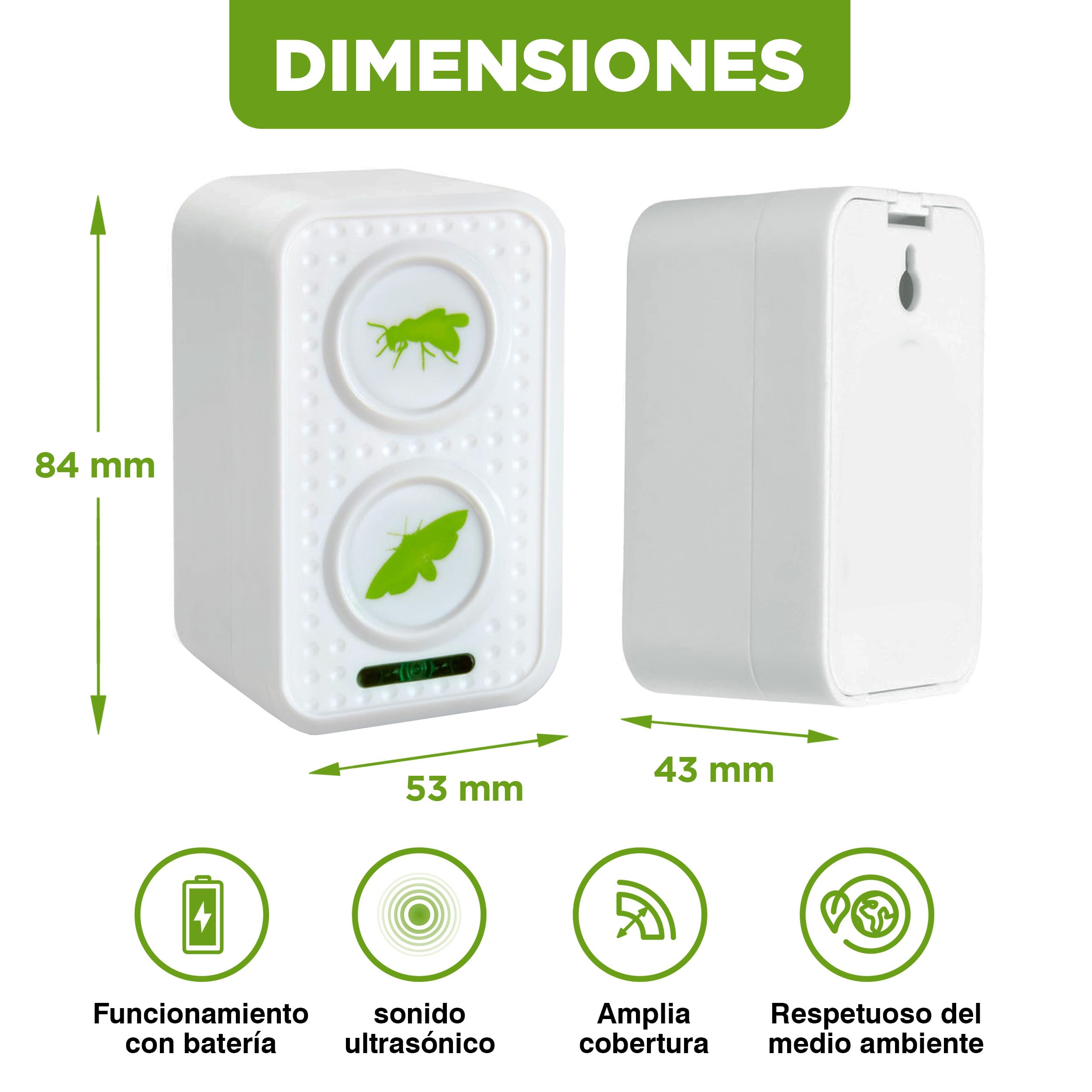 ISOTRONIC Repelente para Avispas y polillas: protección Natural contra Avispas con ultrasonido y frecuencia alterna; Repelente de polillas con un Alcance Efectivo de 50 m² (1 Unidad).