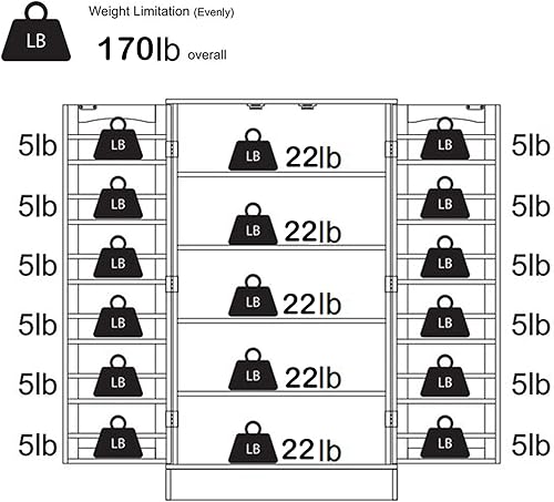 Miniatura 9 de Function Home - Alacena con puertas y estantes ajustables para cocina, sala y comedor, despensa de estilo rústico, 41 pulgadas, gris