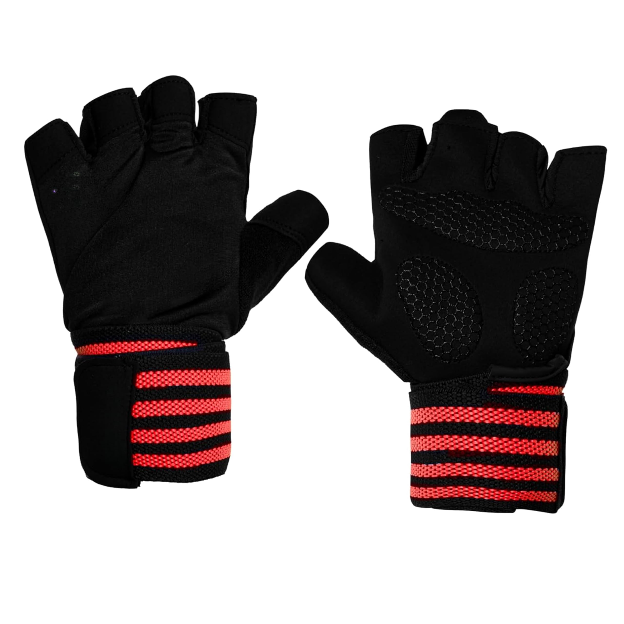 Gym Gloves with Wrist Strap for Men & Women – Non-Slip Training & Exercise Gloves for Gym, Cycling, Bike & Sports | Free Size (Red)-picture-35