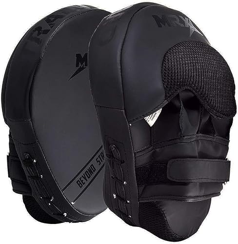 Miniatura 9 de MRX Gel Tech - Gancho de boxeo y almohadillas de Jab MMA Focus Guantes de entrenamiento Thai Kick Strike Shield Curvo NegroBlanco