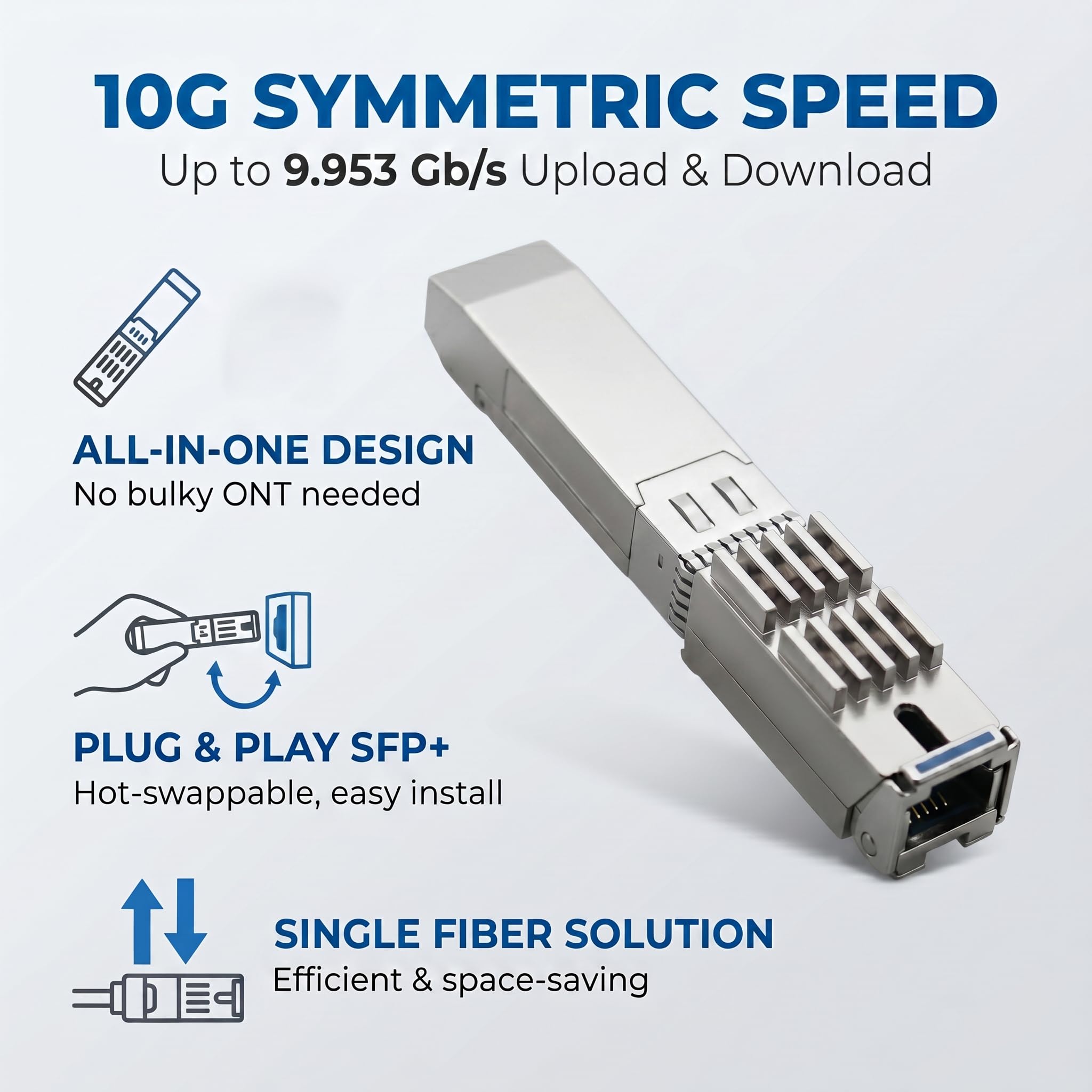 XGSPON ONU Stick SFP+ Transceiver, 10G symmetrisches Glasfaser-Gateway-Modul, langlebige Metallhalterung, Version 8311, kompatibel mit Huawei/ZTE/Ubiquiti/Mikrotik (SC/APC)