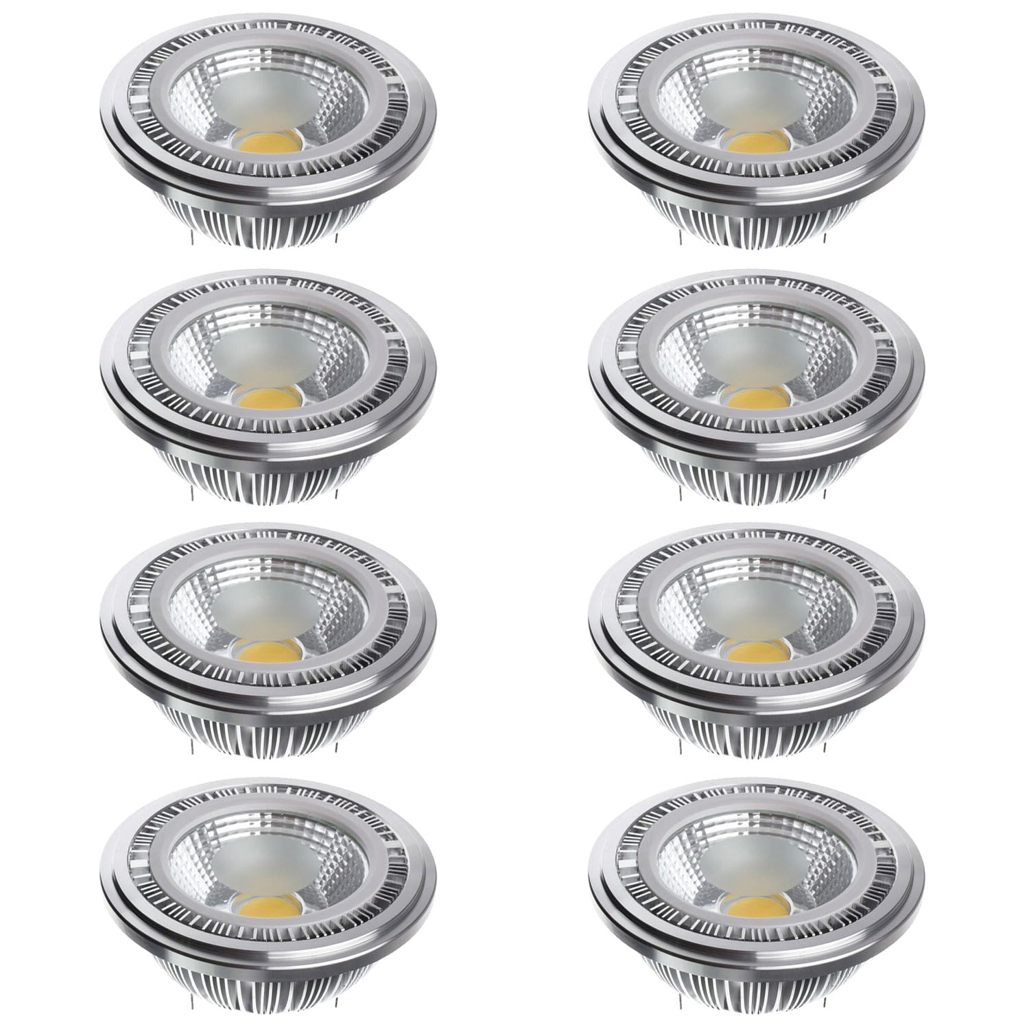 Ampoule LED AR111 G53 15W COB 1500lm angle 60° AC85-265V non dimmable pour spot, lot de 8
