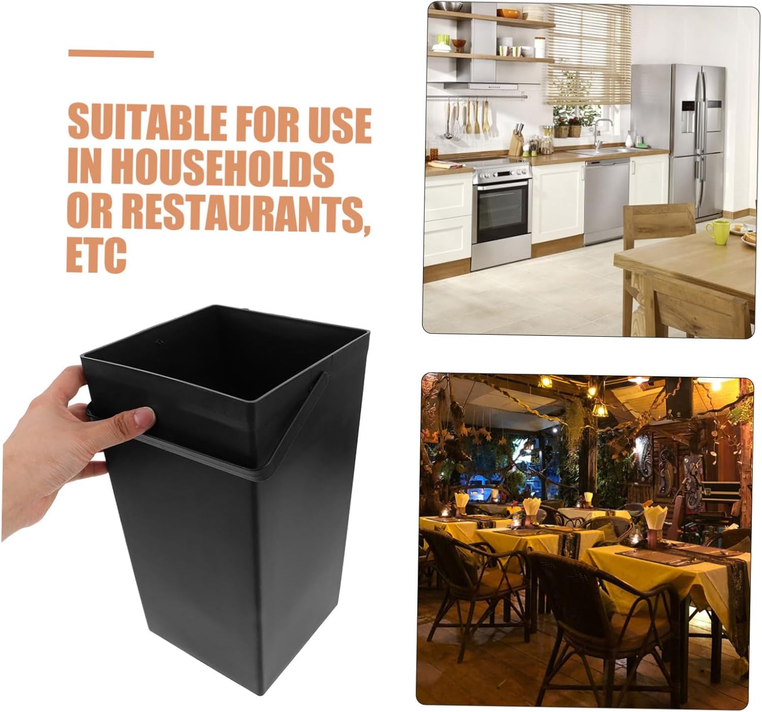 Cabilock Heavy Duty Square Inner Bucket for Trash Can Versatile Utility Bucket for Indoor Outdoor Use for Kitchen Bathroom and Garden Settings