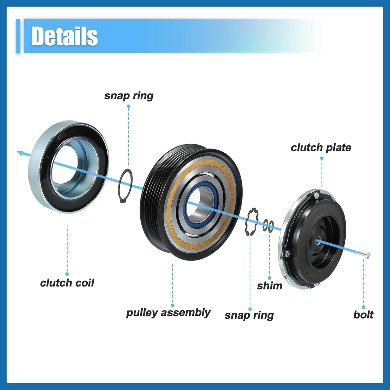 AC Compressor Clutch Set Replace for Chevrolet Silverado 3500HD 8CYL 6.6L 2015-2020 A/C Clutch Repair Assembly Item Replacement