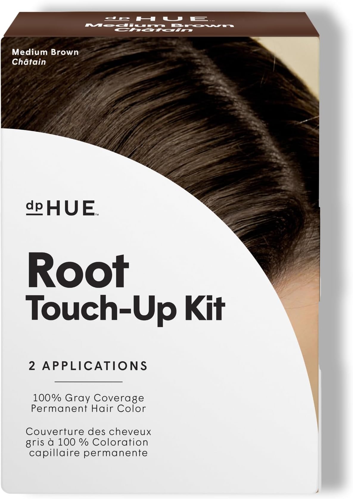 - dpHUE Root Touch-Up Kit, Medium Brown - Permanent Hair Color for Gray Coverage - Includes Two Applications - Paraben, SLS & SLES Sulfate Free - Leaping Bunny Certified