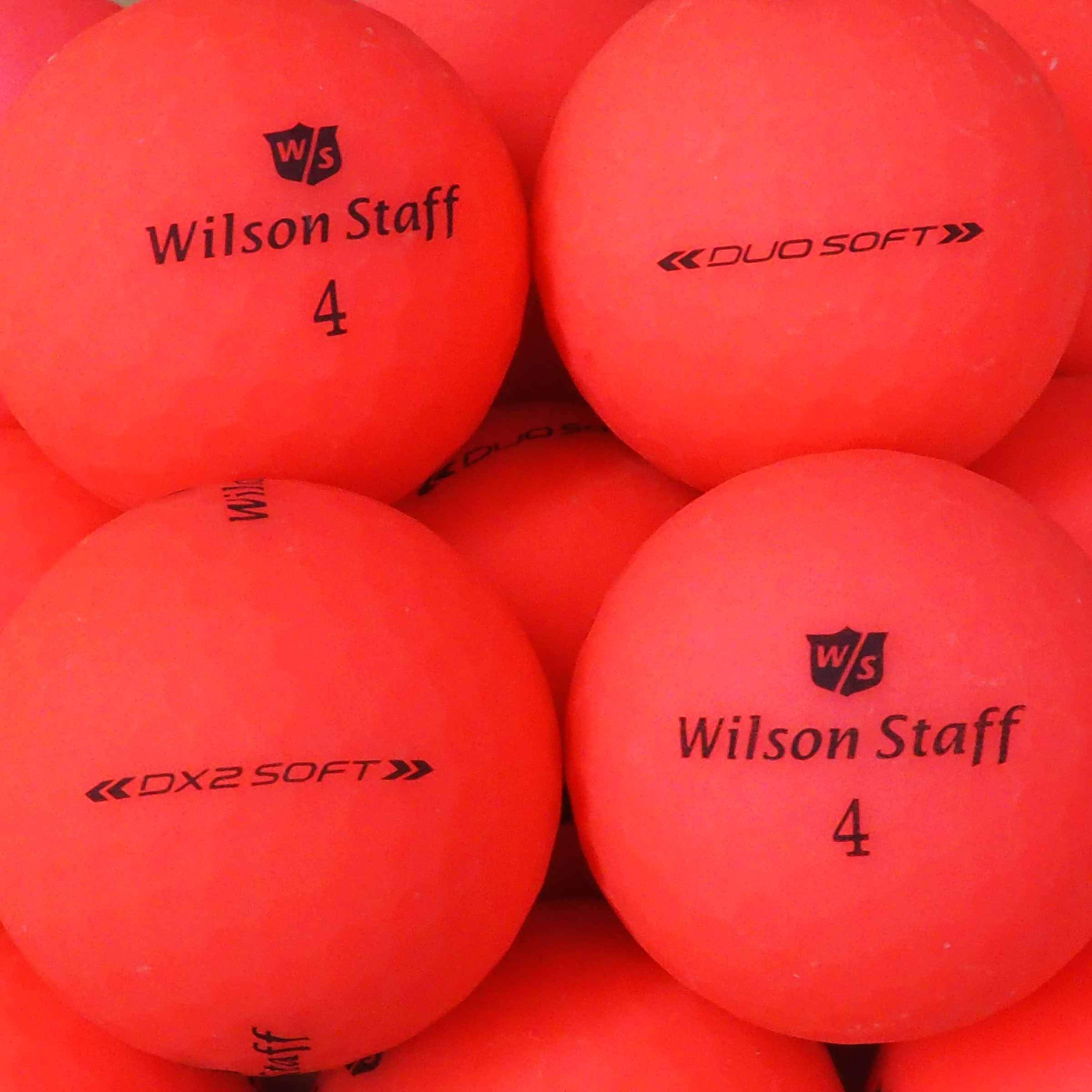 24 Wilson Staff Dx2 / Duo Soft Optix Golfbälle - AAAAA - PremiumSelection - Rot - Mattes Finish - Lakeballs - gebrauchte Golfbälle - im Netzbeutel