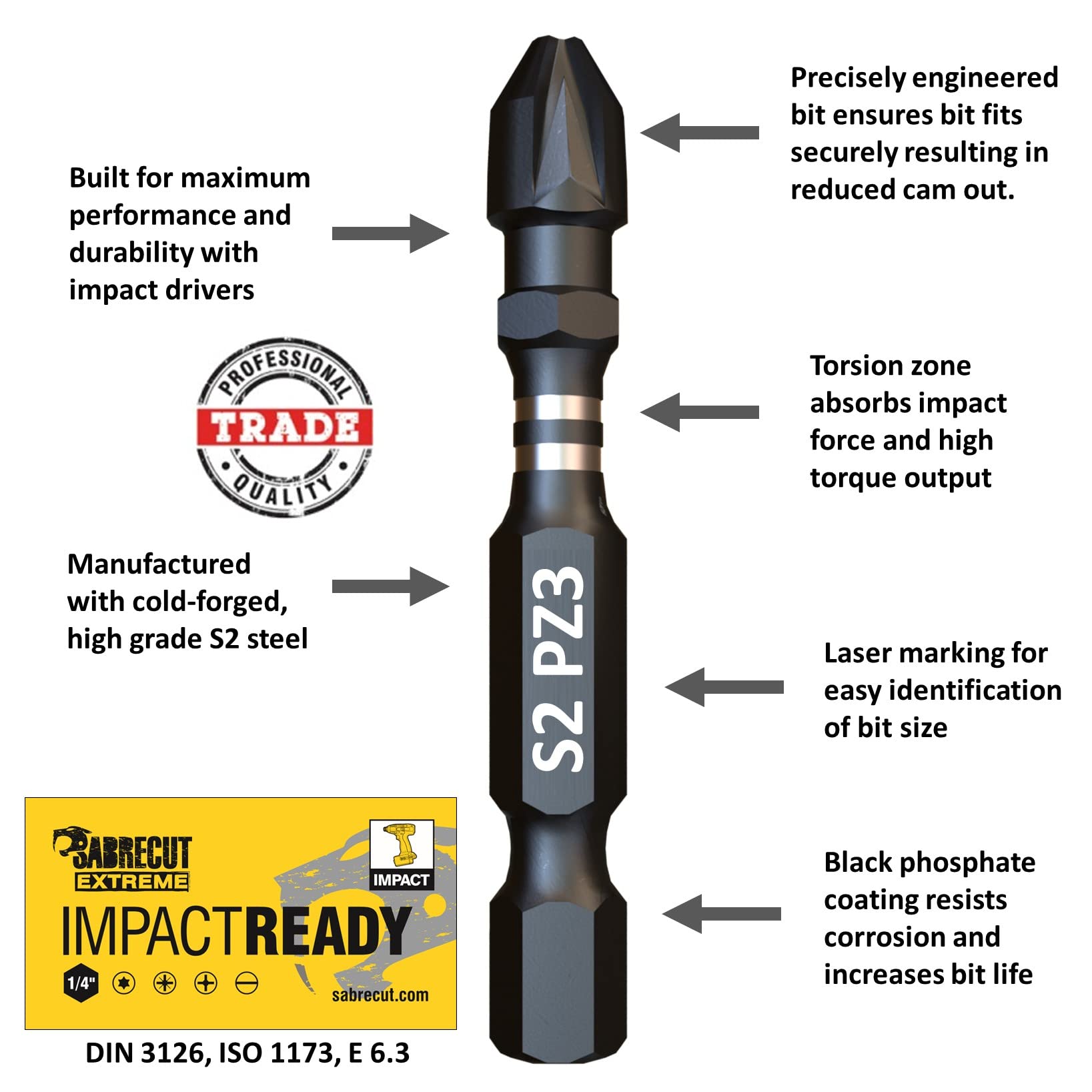 15 Embouts De Tournevis À Percussion Magnétique Scrpz35015B
