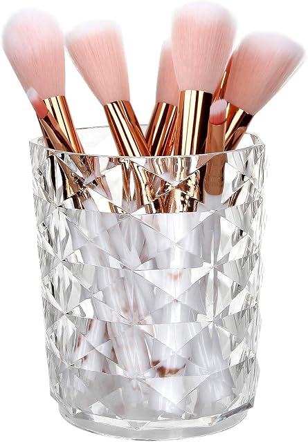 M MUNCASO Makeup Brush Holder Eyebrow Brush Organizer Cosmetic Brush Storage Bucket Crystal Eyeliners Cup Pen Pencil Holder Desktop Decoration Display Case for Brushes, Pen, Pencil, Hairbrush