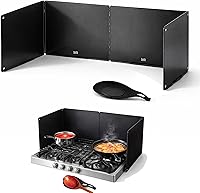Baetle Foldable Splatter Guard: 29.5" Stainless Steel Oil Splash Shield with Spoon Rest, Nonstick Black Stove Top Protector