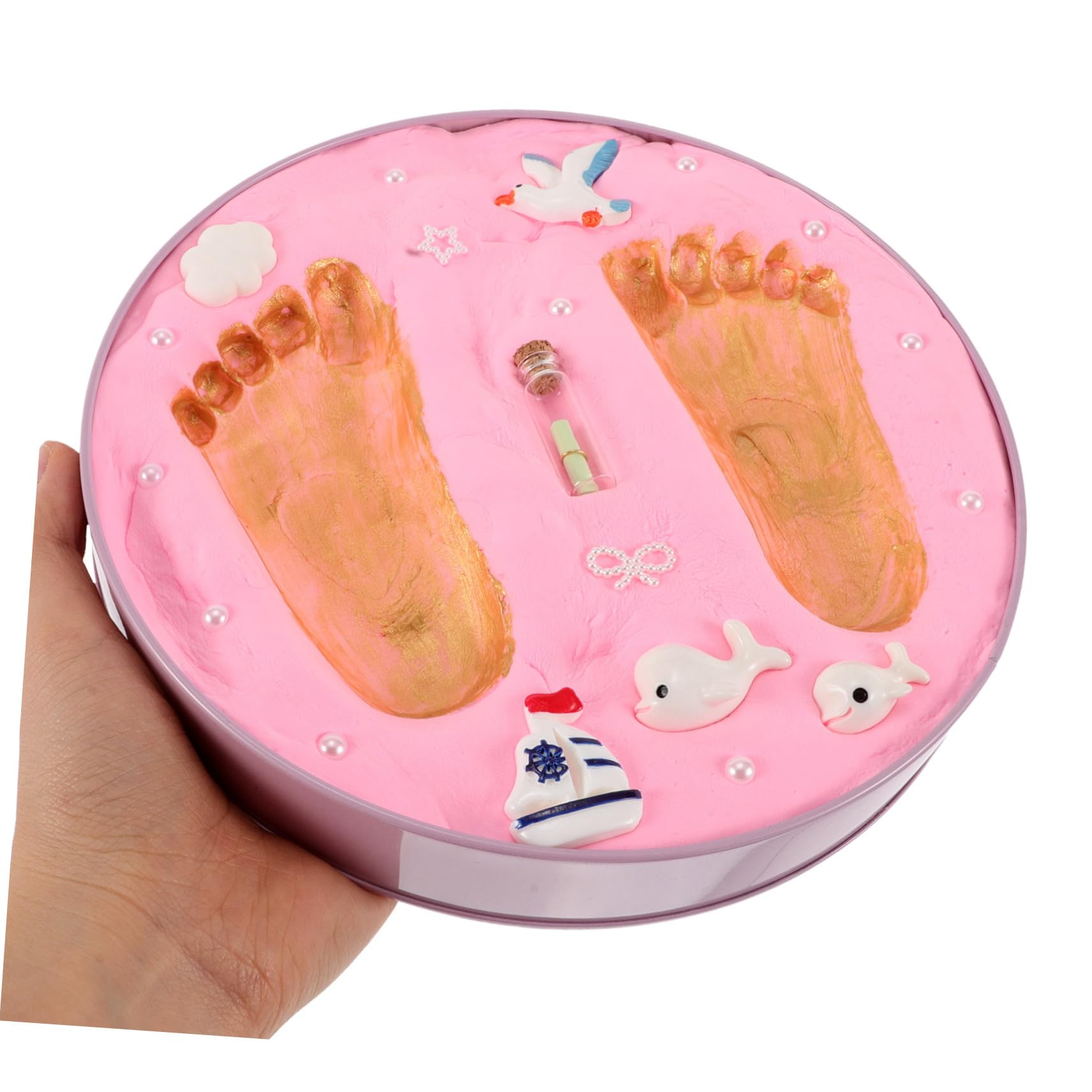 Kit Impronta Mano e Piede Ragazzo Ragazza, Ricordo Nascita Rosa