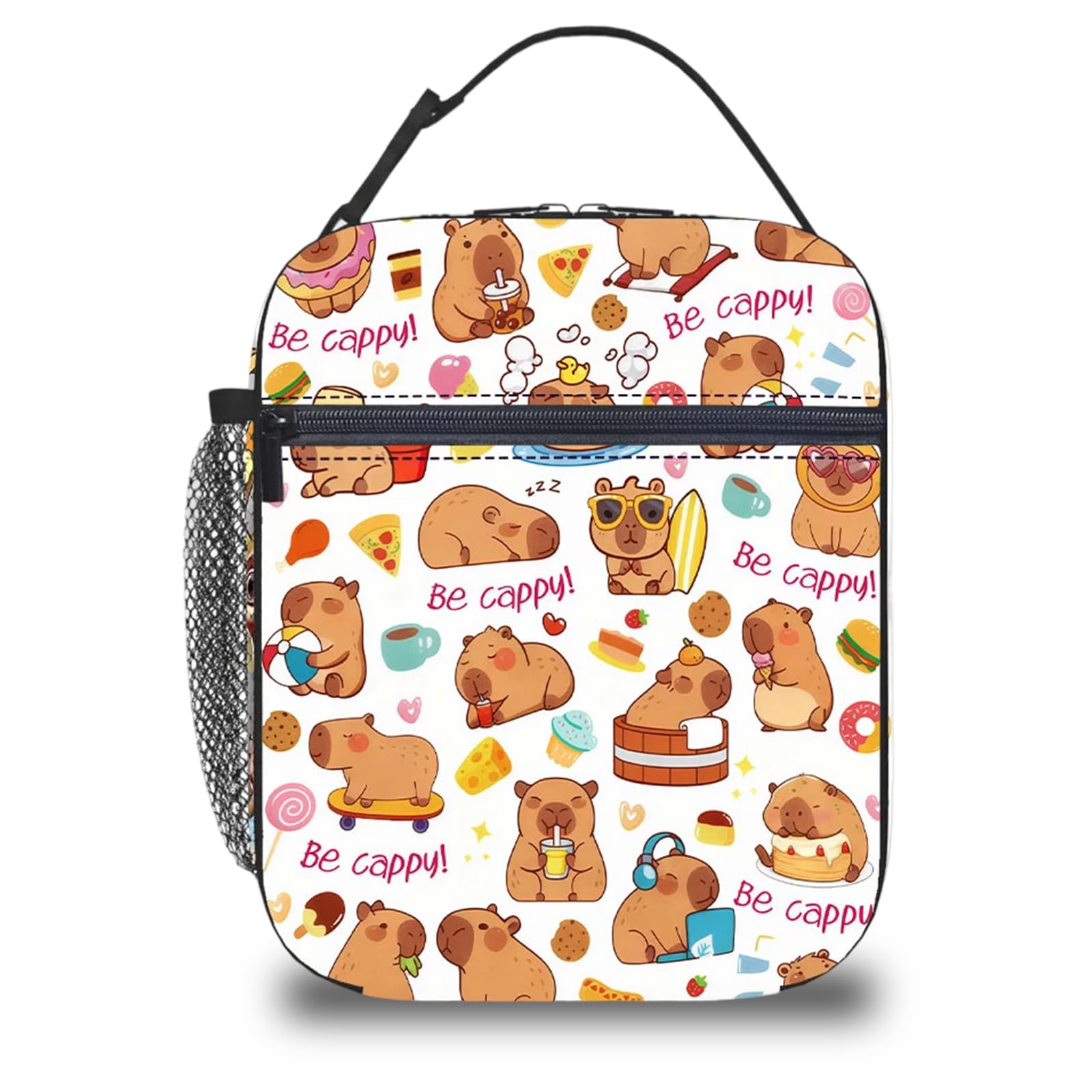 Clyrax Capybara Lunch Bag, Cute Insulated Lunch Bag, Polyester Leakproof Lunchbag for Women Men Children, Lightweight Food Bag for School, Work, Picnic, Travel