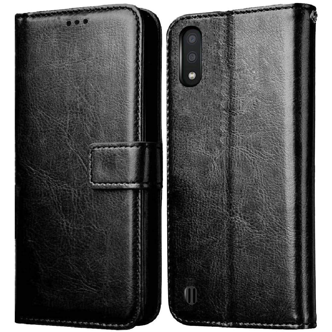 Casotec Flip Cover for Samsung Galaxy M01 | Premium Leather Finish | Inbuilt Pockets & Stand | Flip Case for Samsung Galaxy M01 (Black) (B08HRQ779M) Amazon Price History, Amazon Price Tracker