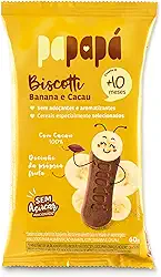 Papapá, Biscoito infantil, Biscotti, Sabor Banana & Cacau, 60g, Amarelo