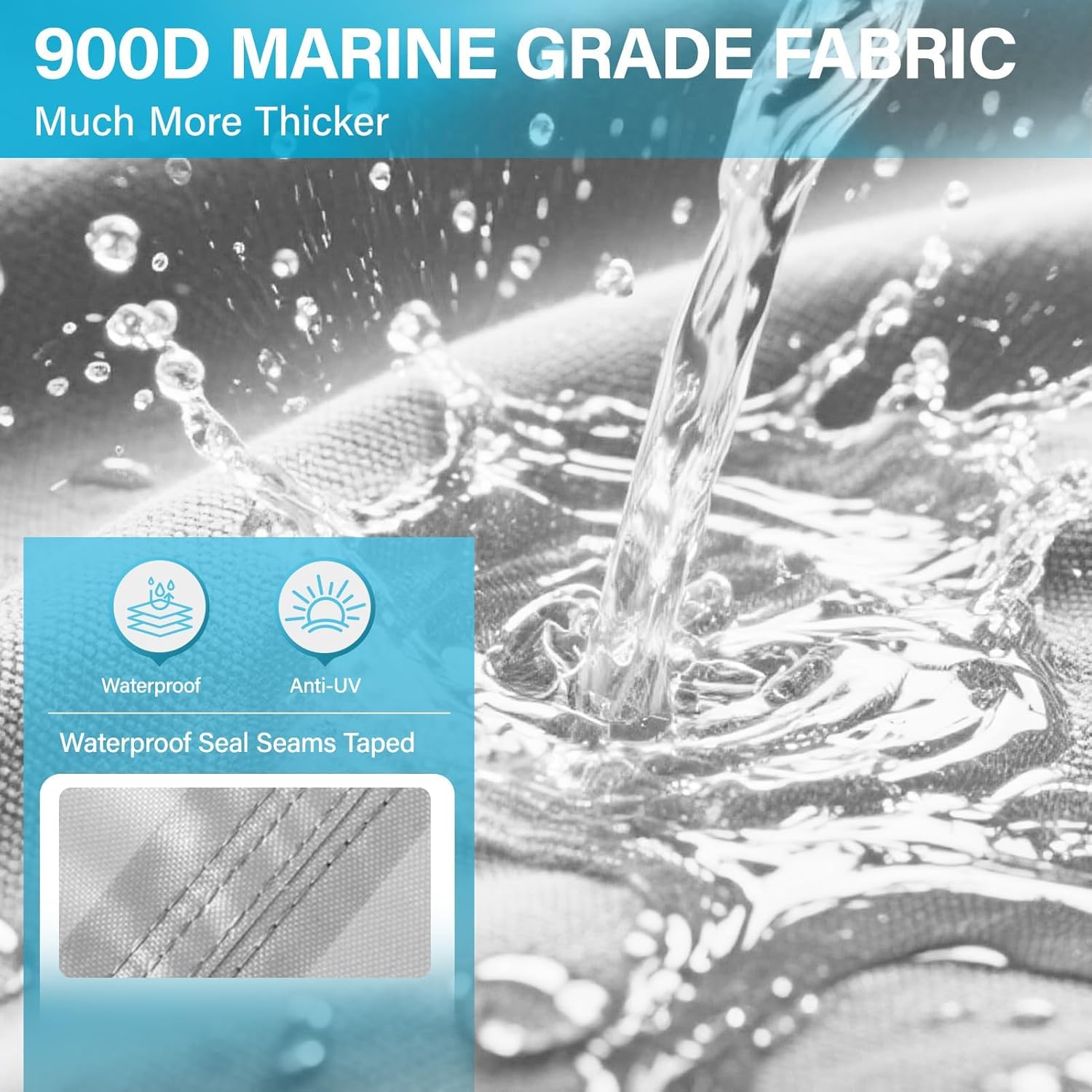 Inflatable Boat Cover with Motor Cover, 900D Waterproof Cover for Inflatable Dinghy 12-13 Feet,Heavy Duty Anti-UV Canvas with Hurricane Proof System for Storage, Mooring,Trailer,Sliver Gray