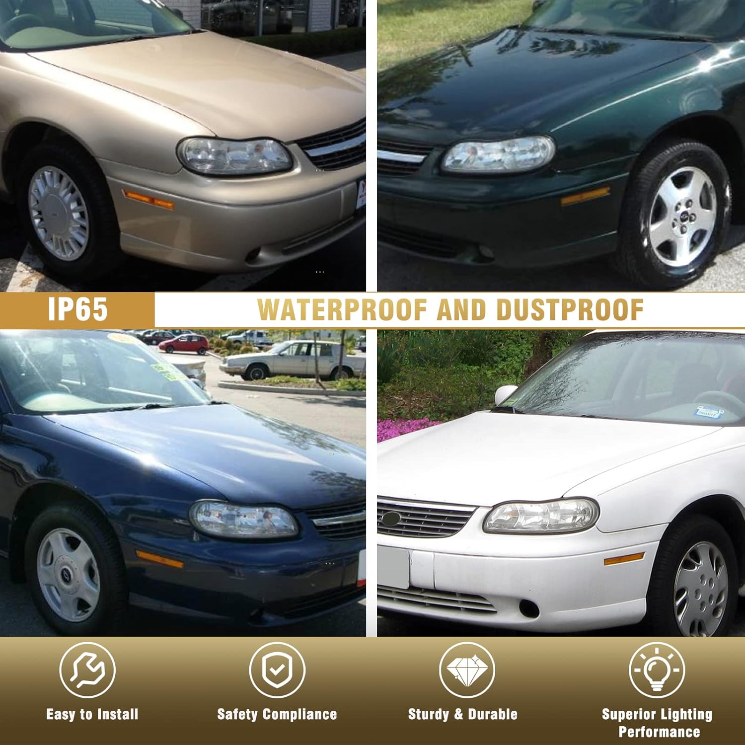 AS Headlight Assembly For 1997 1998 1999 2000 2001 2002 2003 Chevy Malibu /2004 2005 Chevy Classic/1997 1998 1999 Oldsmobile Cutlass Headlights Headlamp Chrome Housing Passenger and Driver Side