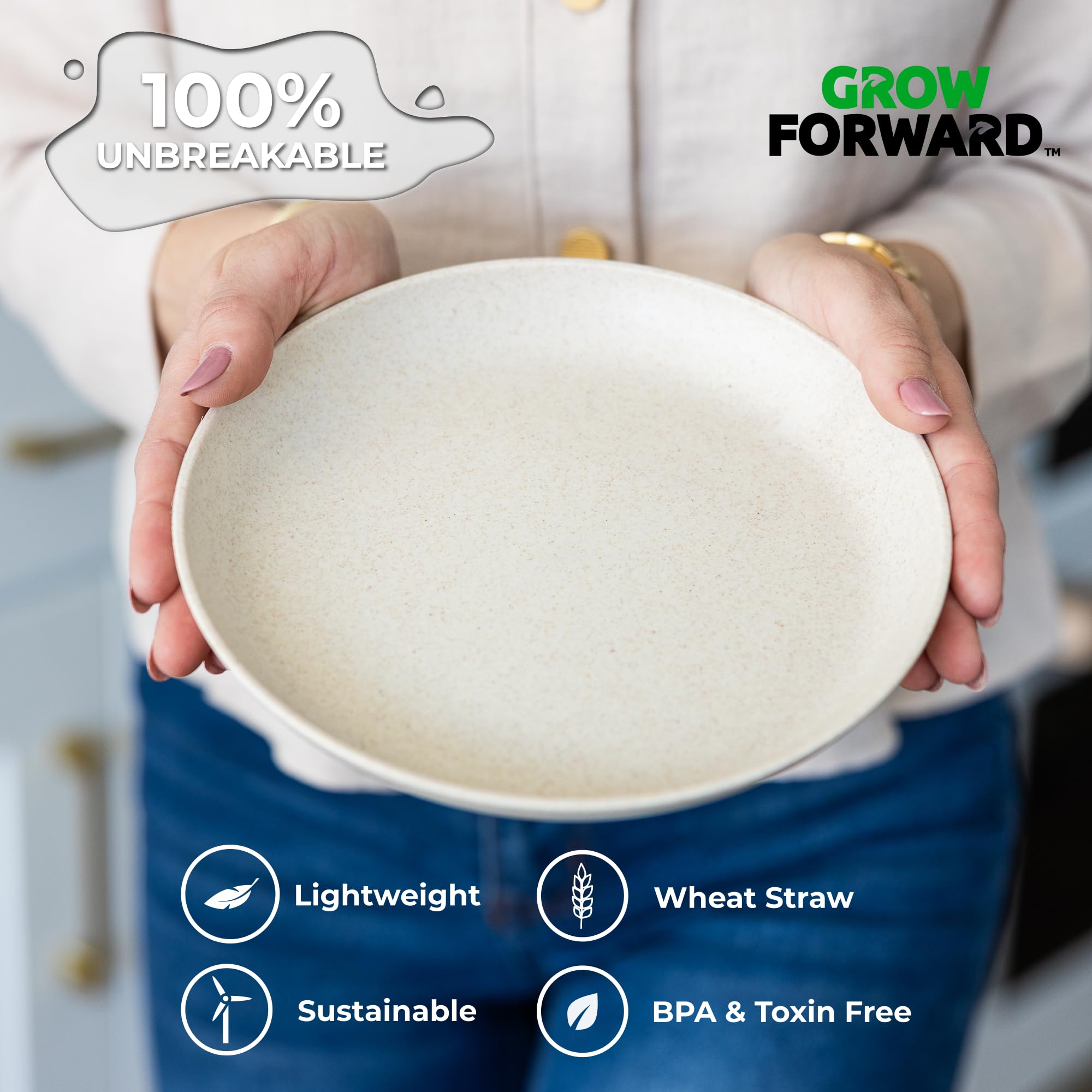Snapklik.com : Grow Forward Premium Wheat Straw Dessert Plates - 8 Inch ...